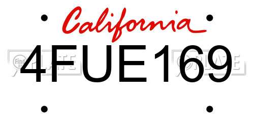 4FUE169 California License Plate