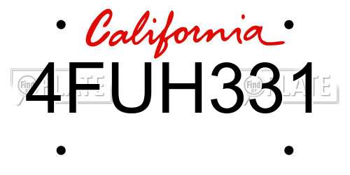 4FUH331 California License Plate