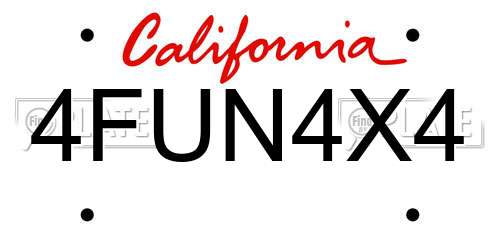 4FUN4X4 California License Plate