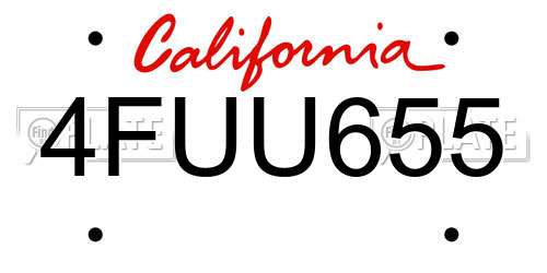 4FUU655 California License Plate