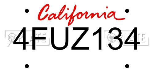 4FUZ134 California License Plate