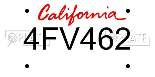 4FV462 California License Plate