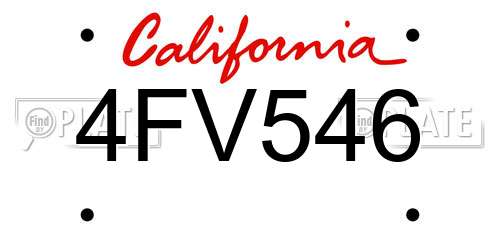4FV546 California License Plate