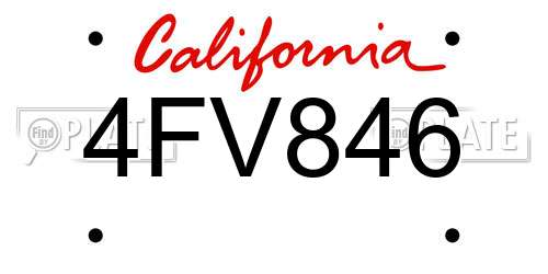 4FV846 California License Plate
