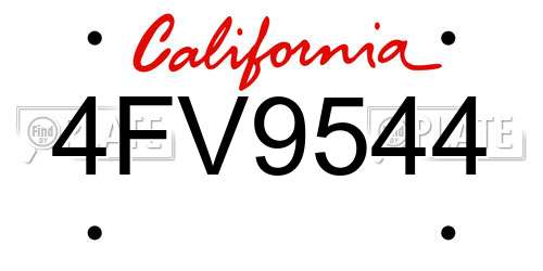 4FV9544 California License Plate