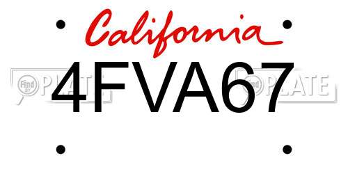 4FVA67 California License Plate