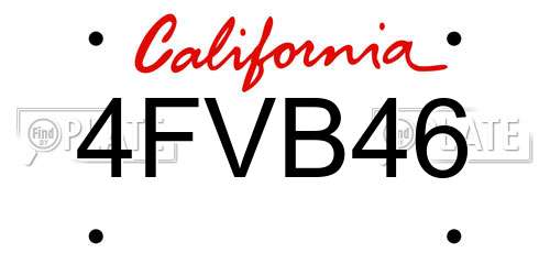 4FVB46 California License Plate
