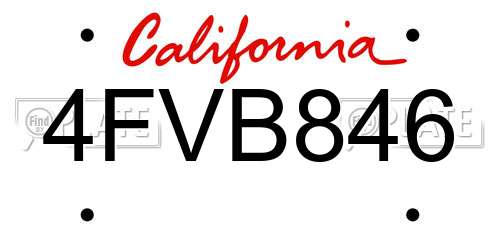 4FVB846 California License Plate