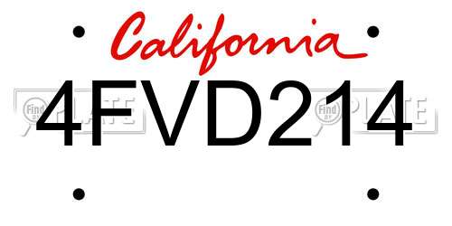 4FVD214 California License Plate