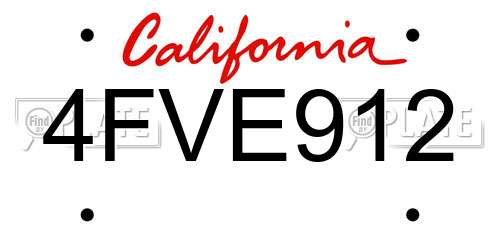 4FVE912 California License Plate