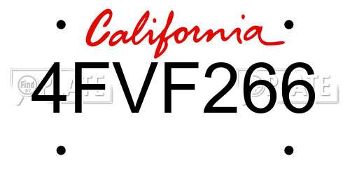 4FVF266 California License Plate