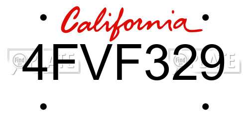 4FVF329 California License Plate