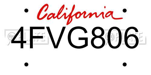 4FVG806 California License Plate