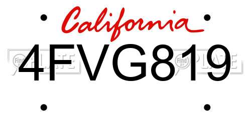 4FVG819 California License Plate