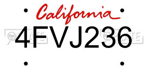 4FVJ236 California License Plate
