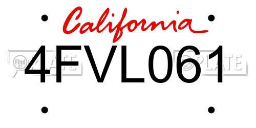 4FVL061 California License Plate
