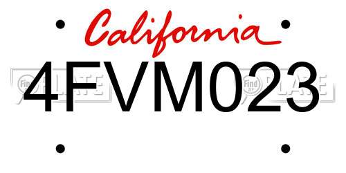 4FVM023 California License Plate