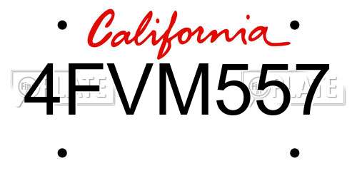 4FVM557 California License Plate
