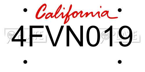 4FVN019 California License Plate