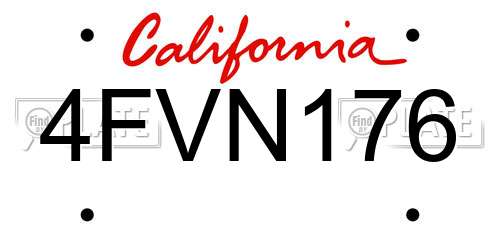 4FVN176 California License Plate
