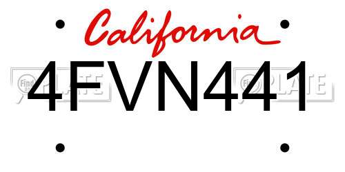 4FVN441 California License Plate