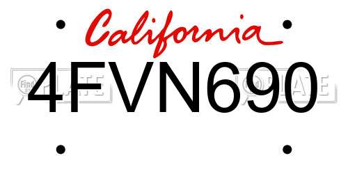 4FVN690 California License Plate