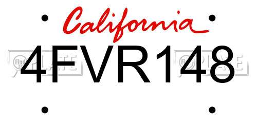 4FVR148 California License Plate