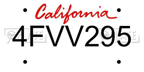 4FVV295 California License Plate