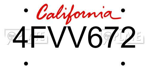 4FVV672 California License Plate