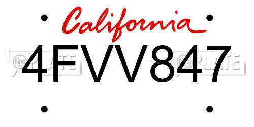 4FVV847 California License Plate