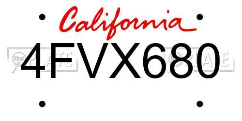 4FVX680 California License Plate