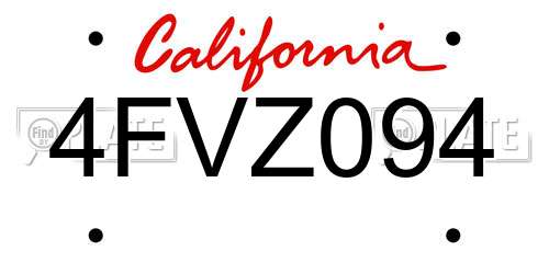 4FVZ094 California License Plate