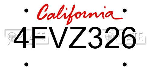 4FVZ326 California License Plate