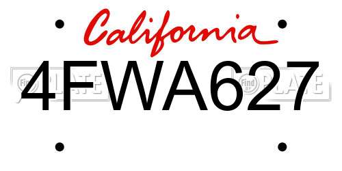 4FWA627 California License Plate
