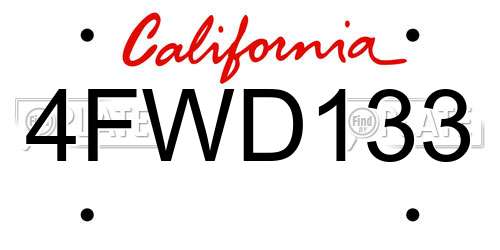 4FWD133 California License Plate