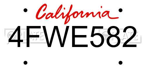 4FWE582 California License Plate
