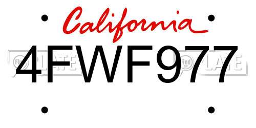 4FWF977 California License Plate