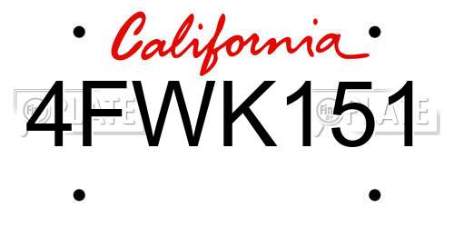 4FWK151 California License Plate