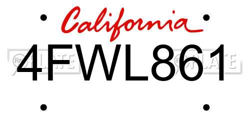 4FWL861 California License Plate