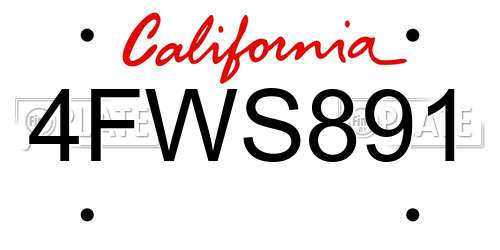 4FWS891 California License Plate