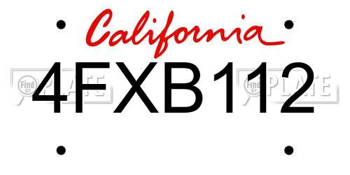 4FXB112 California License Plate