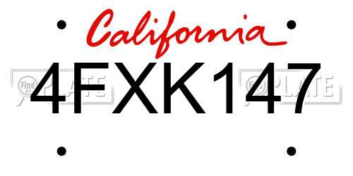 4FXK147 California License Plate