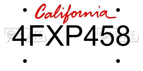 4FXP458 California License Plate
