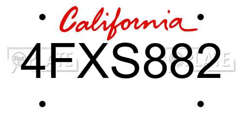 4FXS882 California License Plate