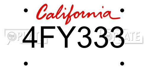 4FY333 California License Plate