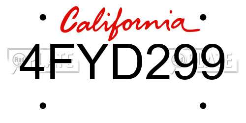 4FYD299 California License Plate