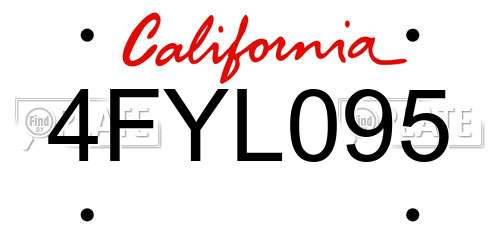 4FYL095 California License Plate
