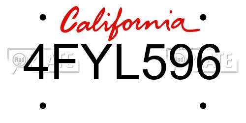 4FYL596 California License Plate