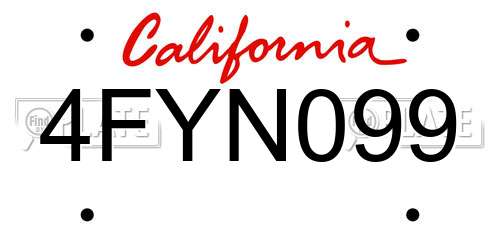 4FYN099 California License Plate