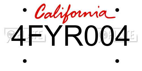 4FYR004 California License Plate